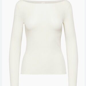Aritzia Hayworth Longsleeve sheer boatneck cashmere top